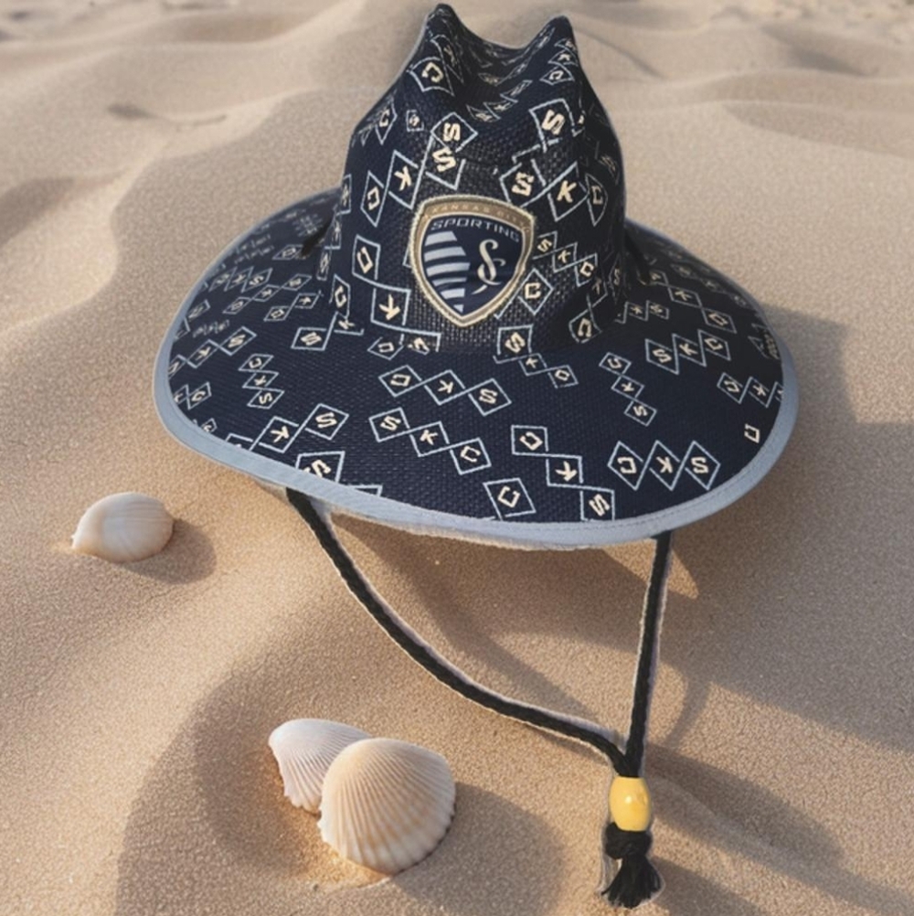 Sporting KC FOCO Team LOGO Argyle Straw Hat Sun Cap kansas city MLS